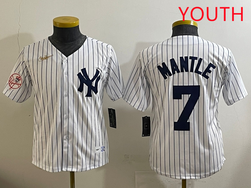 Youth New York Yankees #7 Mantle White 2025 Nike MLB jersey style 12->youth mlb jersey->Youth Jersey
